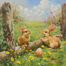 Lapins espiègles et œuf caché de Pâques